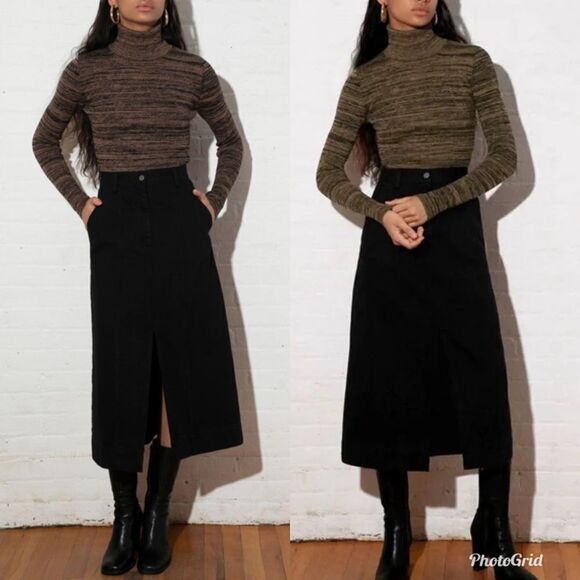 Revolve Mara Hoffman Nikita Denim Jean Black Pencil Midi Skirt - Picture 5 of 11